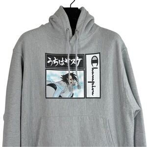 NWOT CHAMPION x NARUTO Sauke Kanji Mens Grey Heavy Reverse Weave Anime Hoodie M